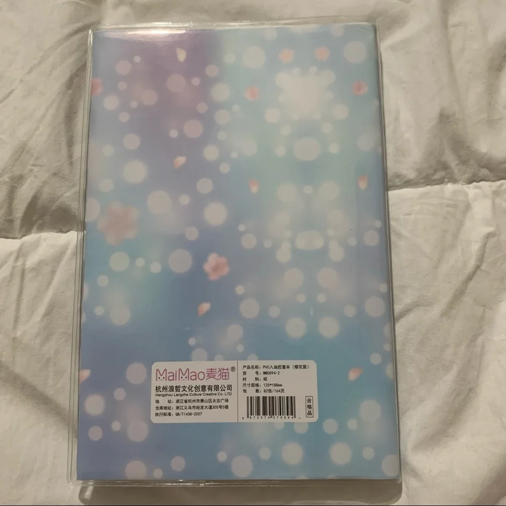 Cherry Blossom and Rat Design Small Notebook w/ Water Gel Front Cover w/ Sequins